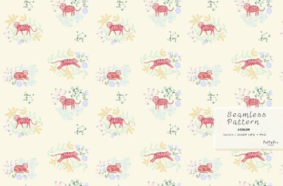 Download Pink Tiger Seamless Pattern Watercolor - Pattern Collection