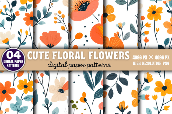 Download Cute Floral Flowers Digital Pattern 6 - Pattern Collection