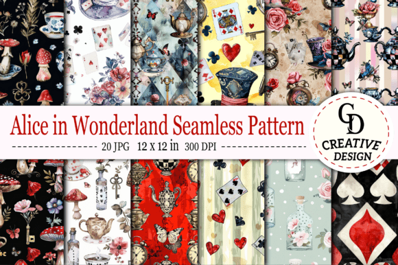 Download Alice in Wonderland Seamless Pattern - Pattern Collection