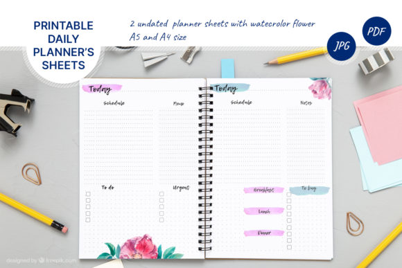 Download Undated Daily Planner Sheets. Printable - Premium Resources
