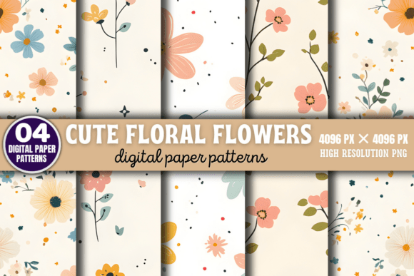 Download Cute Floral Flowers Digital Pattern 4 - Pattern Collection