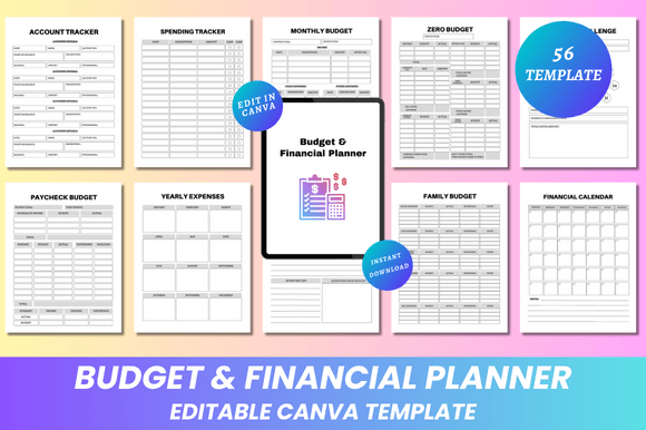 Download Budget &amp; Financial Planner Canva KDP - Premium Resources