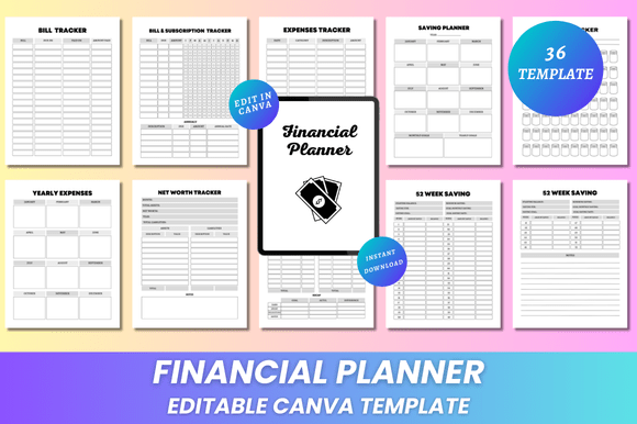 Download Editable Financial Planner Canva KDP - Premium Resources