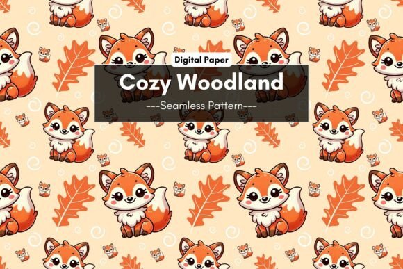 Download Cute Autumn Fox Orange Leaves Pattern - Pattern Collection