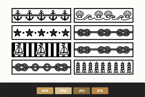 Download Nautical Black and White Border Patterns - Pattern Collection