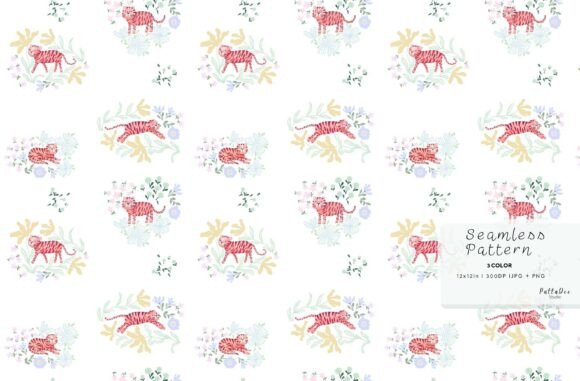 Download Cute Floral Tiger Seamless Pattern - Pattern Collection
