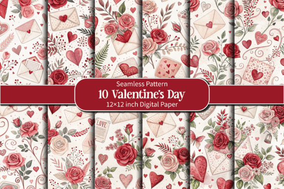 Download Romantic Hearts, Roses Valentine Pattern - Pattern Collection