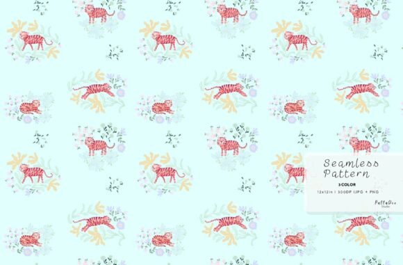 Download Pastel Tiger Floral Pattern - Pattern Collection