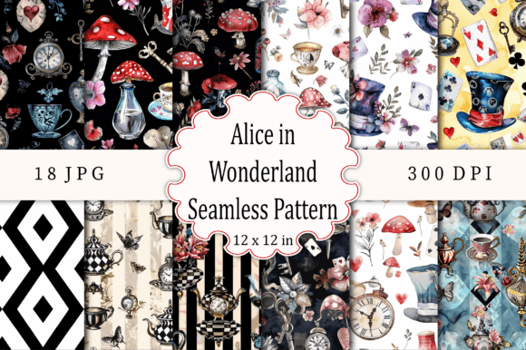 Download Alice in Wonderland Seamless Pattern - Pattern Collection