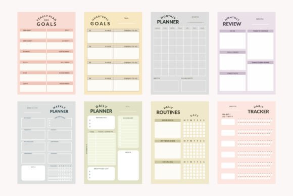 Download Colorful Printable Planner Template Set - Printable planner template Collection