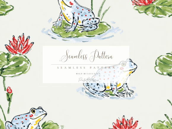 Download Cute Frog and Lily Pad Seamless Pattern PNG - Pattern Collection