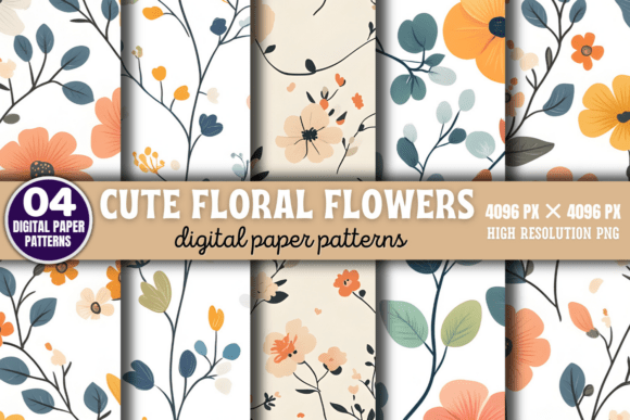 Download Cute Floral Flowers Digital Pattern 9 - Pattern Collection